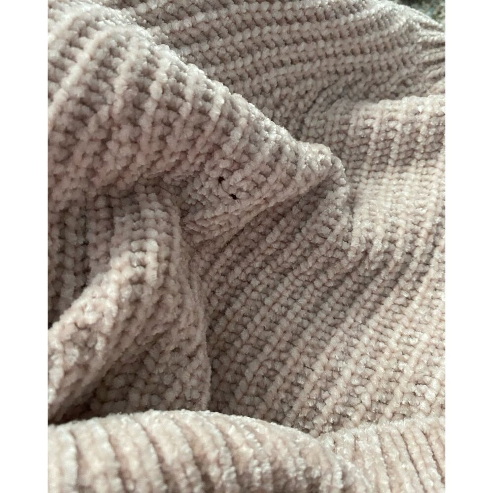 H&M Chenille Blush Pink Medium Sweater Knit Crop Pullover Jumper Chunky Boxy - Picture 9 of 10